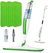 Mops for Floor Cleaning Wet Spray Mop with 14 oz Refillable Bottle and 3 Washable Microfiber Pads...