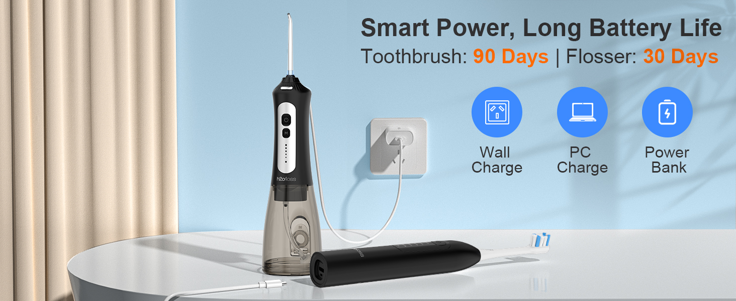2-in-1 electric toothbrush with water flosser