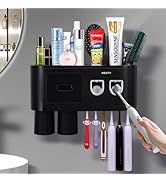 Wekity Multifunctional Wall-Mounted Toothbrush Holder, Automatic Toothpaste Dispenser Space Savin...