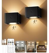 cambk Battery Operated Wall Sconces Set of 2 for Living Room, Wireless Rechargeable Motion Sensor...