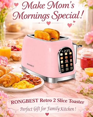 retro toaster 2 slice with wide slots