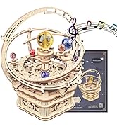 ROKR 3D Puzzles for Adults Orrery Music Box Wooden Model Building Set, DIY Wood Craft Kit Solar S...