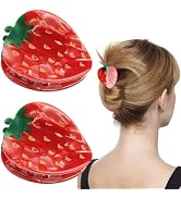 2 PCS Strawberry Claw Clips Acetate Claw Clips Strawberry Hair Clip Strong Hold Hair Claws Small ...