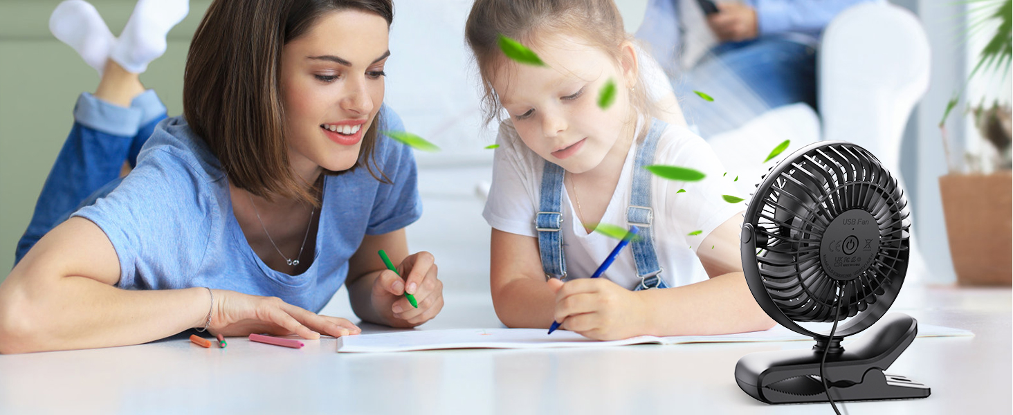 HONYIN 720° Rotation Small Desk &amp;amp;amp; Clip on Fan with Sturdy Clamp, 3 Speeds