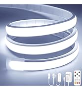 Lamomo COB LED Strip Lights, 16.4Ft White Dimmable Self-Adhesive Led Rope Light with Remote, Flex...