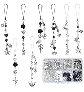 SUNNYCLUE 1 Box 149Pcs DIY 8 Sets Phone Charms Making Kit Gothic Phone Charm Pumpkin Skeleton Bat...