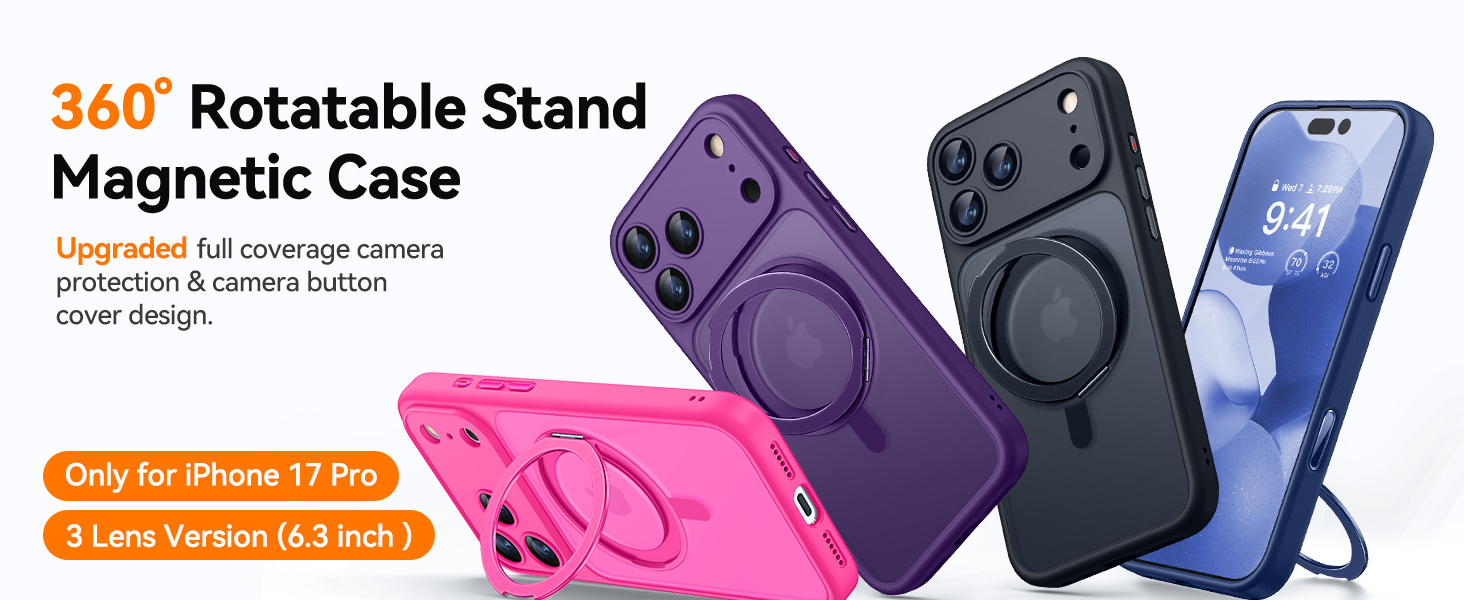 360Â° Magnetic Stand compatible with iPhone 17 Pro Case with Camera Control