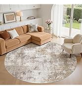 ELLIUNE 8ft Round Area Rugs for Living Room, 8x8 Washable Non Slip Soft Large Rugs for Bedroom Di...
