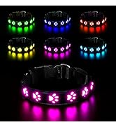 AUAUY Light Up Dog Collar, LED Dog Collar Light USB Rechargeable, Waterproof Flashing PVC Leather...