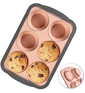 HE-SANQI Silicone Muffin Pan - 6 Cups Regular Size Cupcake Pan Egg Bite Molds Muffin Pans for Bak...