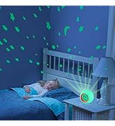 Kids Moon Stars Projector Alarm Clock - 7 Color Night Light, Sleep Trainer, Wake up Light Aid for...