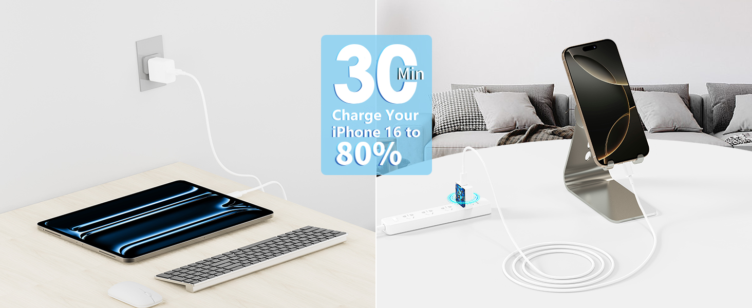 MFi Certified 2Pack PD 20W USB C Chargers Block Type C Wall Charger iPhone 16 Charger Fast Charging