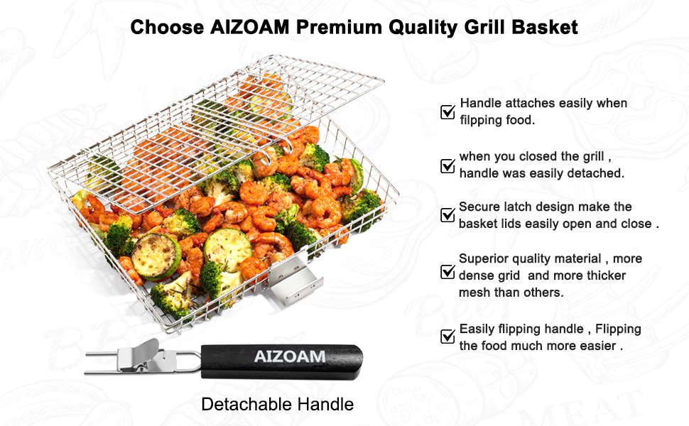 Choose AIZOAM Premium Quality Grill Basket