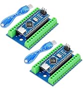 2 Pack Nano V3.0 CH340 Atmega328P Development Board with USB Cables &amp; Nano Breakout Board Termina...