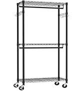 Ekisemio Portable Closet, Heavy Duty Garment Rack on Wheels, Rolling Clothes Rack for Hanging Clo...