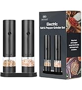 Veiliss Electric Salt and Pepper Grinder Set With Battery Display Rechargeable Base, External Adj...