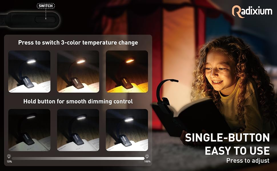 1000mAh clip on book light