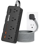 DEPOW Power Strips with Surge Protection, 5FT Braided Extension Cord with Multiple Outlets-8 AC O...