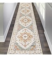 Pauwer Hallway Runner Rug 2x10, Long Washable Kitchen Rugs Runner, Farmhouse Vintage Medallion Ar...
