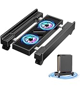 Adjustable Computer Tower Stand with Cooling Fan, Mobile CPU Holder with 4 Rolling Casters, Under...