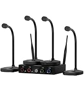 MELONARE 4-Channel Wireless Conference Microphone System, UHF Compact Cordless Mic Set w/ 4x10 Fr...