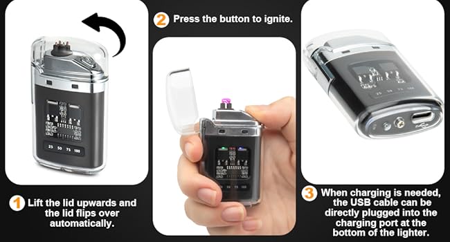 Waterproof Flameless Electric Lighter-Dual Arc Plasma Beam Lighter-USB Rechargeable