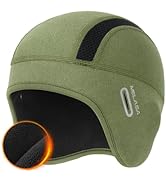 Thermal Fleece Skull Cap Beanie with Glasses Holes, Ear Warmer Helmet Liner, Winter Cycling Hat B...