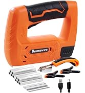 Bemowvo Orange 2-in-1 Cordless Staple &amp; Brad Nail Gun, 2000mAh Battery,4V Electric Tacker with 25...