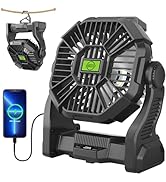 TDLOL Rechargeable Portable Camping Fan for Tent with LED Light, 270°Pivot USB Personal Battery P...