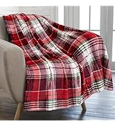 Christmas Flannel Blanket for Couch, Red &amp; White Plaid Fleece Throw Blanket, Soft &amp; Warm Buffalo ...