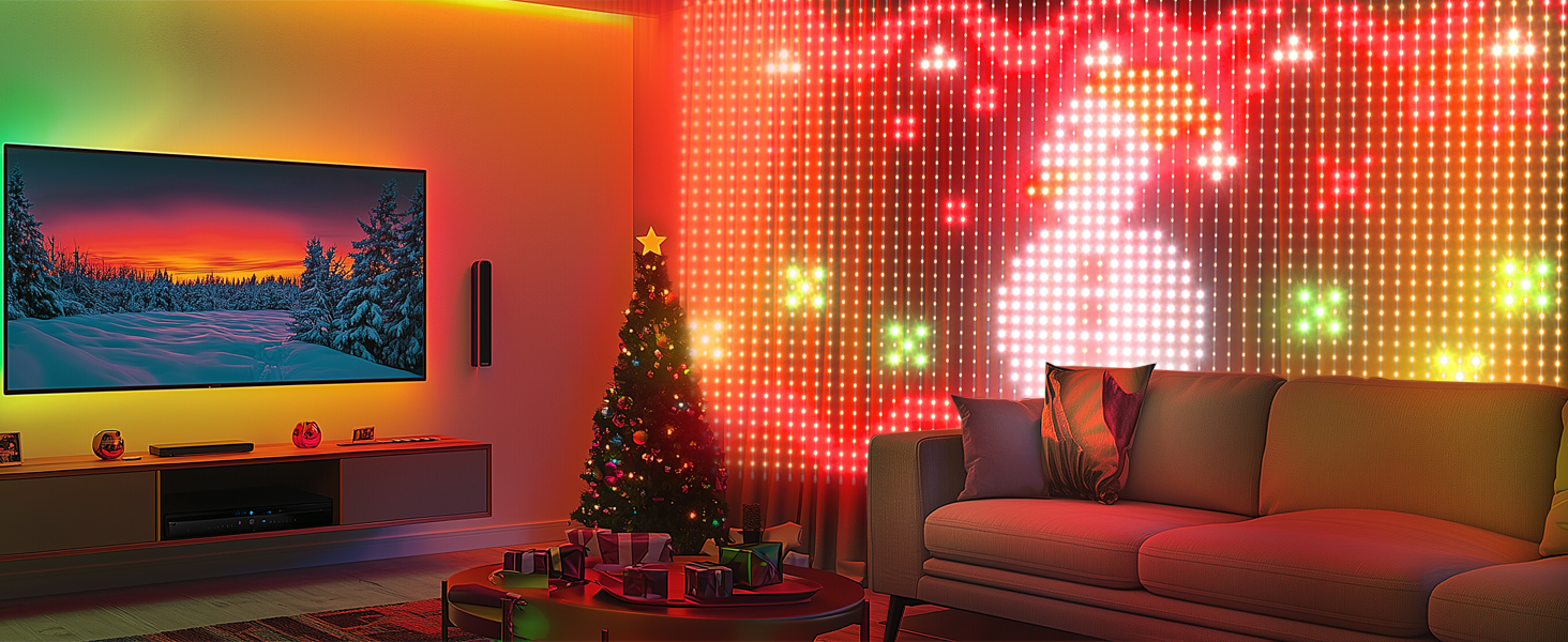 indoor christmas curtain lights