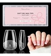 MelodySusie Short Coffin X Nail Tips - 16 Sizes 160 Pcs, Pre-Shaped Soft Gel, Half Matte Full Cov...