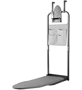 Over The Door Ironing Board 13x36 inches with Iron Holder and Pocket Storage Bag, Hanging Iron Bo...