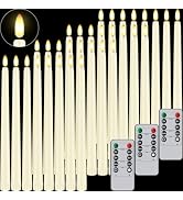 Warmhere 32 Pcs Flameless Taper Candles with Remote Timer, 11 inches Flickering Taper Candles Bat...