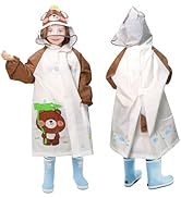 ANYOO Kids Rain Poncho with Hood Reusable Rain Jacket Lightweight &amp; Durable Raincoats for Boys an...