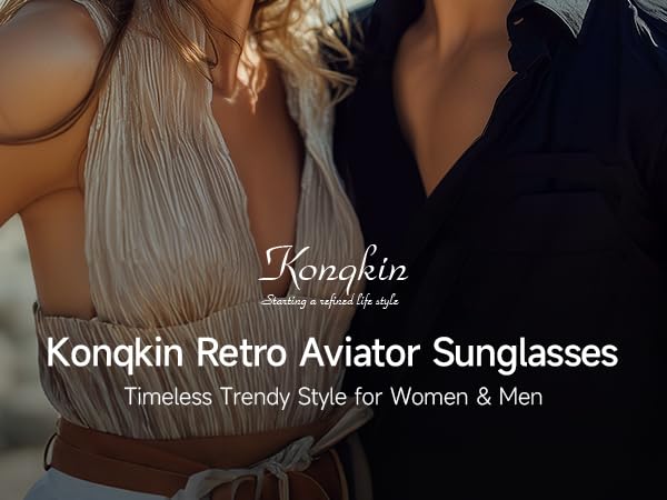 konqkin retro aviator sunglasses