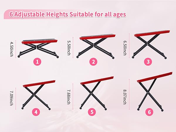 the adjustable heights of our foot rest