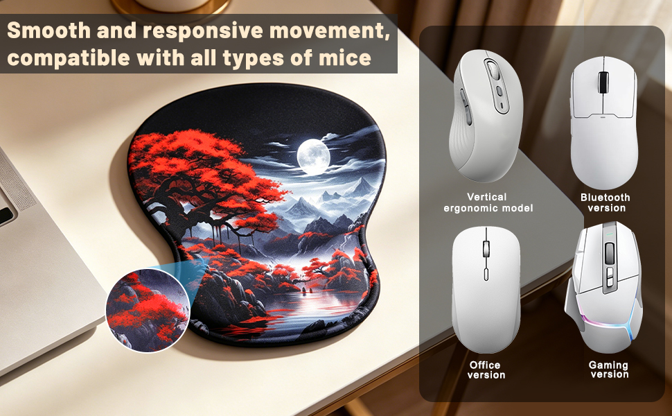 Smooth and responsive movement,compatible with all types of mice