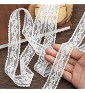 LYXMYGS Lace Trim Ribbon, 20-Yard White Lace Ribbon, 1 Inch Width White Laces Trims Delicate Flor...