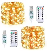 TingMiao Fairy Lights Copper Wire String Lights 8 Modes LED String Lights USB Powered with Remote...