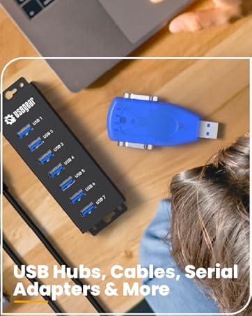 USBGear hub usb 3.0 hubs rs232 serial adapter 4 port 7-port charger for pc windows 10 win 11