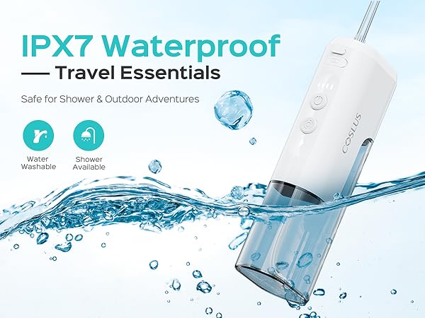 COSLUS Mini Water Flosser for Travel: Portable Compact Design, Cordless Oral Irrigator for Braces