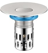 DODOBETTER Universal Bathroom Sink Stopper, Pop Up Sink Drain Strainer Plug with Removable Stainl...