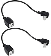 SinLoon USB 2.0 Type-B Printer Cable, (2-Pack) USB 2.0 B Female to Type-B Male (90 Degree Down) P...