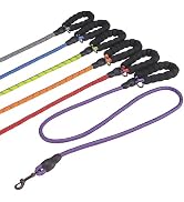 BEAUTYZOO Heavy Duty Rope Dog Leash 6 Pack, 5FT Nylon Pet Leash with Reflective Thread, Soft Padd...