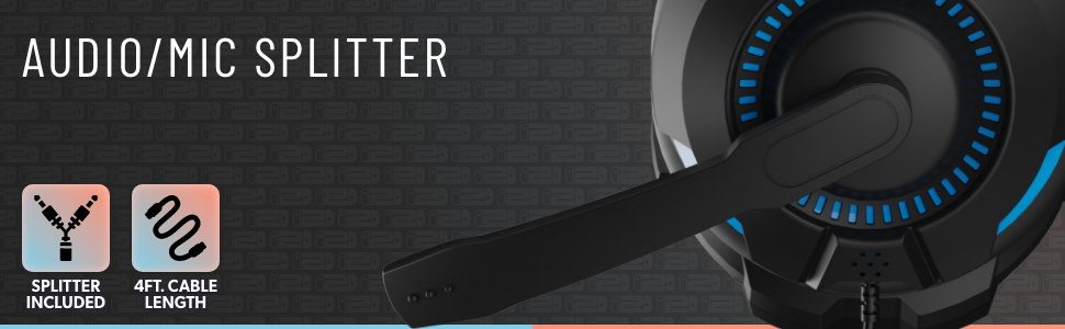 Audio and Mic splitter included with 4 foot cable length
