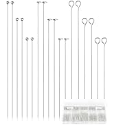 FIVEIZERO 900 PCS Eye Pins and Flat Head Pins for Jewelry Making, Metal Eyepins, Headpins &amp; Ball ...