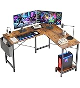 OLIXIS L Shaped Desk, 50-Inch Office Computer Gaming Desks Corner PC Table with Side Bag and Reve...