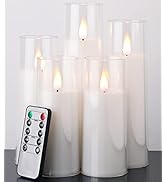 Amagic Pure White Flameless Candles, Battery Operated Candles, Flickering LED Pillar Candles with...