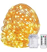 TingMiao Fairy Lights 33ft 100 LED String Lights Battery Operated with Remote Waterproof Copper W...